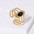 Gold Multi-layer Twist Black Marquise Style (JR471-GD)