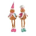 Süße Lebkuchenmann Plüschfiguren mit rosa Pailletten und Kochmützen als Weihnachtsdekoration - 26*76cm / Rosa Hut Lebkuchenmann