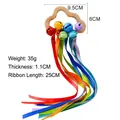 Cloud-shaped wooden baby teether rattle with colorful ribbons and metal bells - 6 Bells