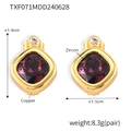 Square purple zircon earrings in copper with measurements 1.9cm height and 1.5cm width - Gold Dark Rose Zircon Earrings