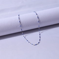 Minimalist silver stainless steel lip chain with blue enamel bead accents for women - Silver + Royal Blue / 40+5cm
