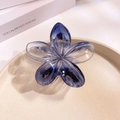 Translucent gradient blue plumeria hair claw clip with high-gloss resin finish - Transparent Gray