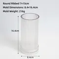 Detailed view of cylindrical ribbed candle mold with 7x15cm inner dimensions - Fine Toothed Round 7x15cm