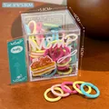 Colorful seamless elastic hair ties set in a transparent cube storage box - 4# Bear Sandwich (Colorful Seamless Set)