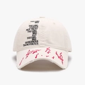Vintage beige cotton baseball cap with black letter embroidery and distressed detailing - Adjustable / Beige