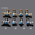 Clous d'oreilles à dos plat en acier 316L avec opale bleue et pierres de zircon - 2# / Argenté