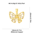 Golden copper butterfly pendant with zircon inlay and precise dimensions 18x20mm - Pave Zirconia Butterfly Shaped Style (XL-358B) / Pendant