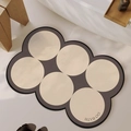Irregular diatom mud bath mat with dark gray border and GO BATH text in beige circles - Diatom Mud - Star Circle - Milk Coffee