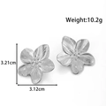Silver flower starfish earrings in geometric stainless steel with a textured finish - YE-006-Silver Flower