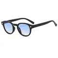 Retro small frame sunglasses with black frame and light blue gradient lenses - Black Frame Gradient Blue