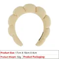 Thick beige sponge headband in bubble quilted design for face washing or makeup - Towel Cloth Wavy Headband (23#) / Milk Coffee