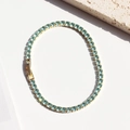 Tennis bracelet with light blue square-cut cubic zirconia in a gold-plated setting - Gold-Light Blue Zircon