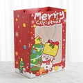 Red Merry Christmas gift bag with transparent window and snowman illustration - Red Christmas Snowman Gift Bag