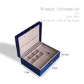 Blue PU leather double-layer jewelry box with compartments and a secure metal key lock - Double Layer / Blue