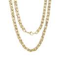 Polished golden stainless steel Byzantine chain necklace for men with secure lobster clasp - Gold / 60CM