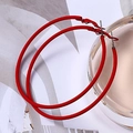 Grandes créoles rouges avec finition mate gommée de style coréen pour femmes - Peinture Caoutchouc Rouge