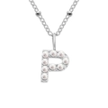 Elegant stainless steel chain necklace featuring a pearl-studded letter P pendant - P-Steel Color