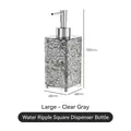 Botella cuadrada gris transparente con textura de ondas y dispensador plateado - 400ml-Cuadrado Gris Transparente