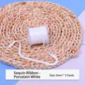 Porcelain white 6mm sequin ribbon 5 yards long on roll for DIY gift wrapping - White Sequin Ribbon 6mm*5 Yards