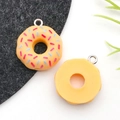 Resin donut pendant with colorful sprinkles and metal loop for DIY jewelry making - Yellow Donut