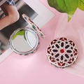Detail of bohemian round folding makeup mirror with red and green geometric pattern - Style E