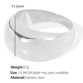 Polished silver stainless steel wide band ring in size US 8 with 11.2mm width - US 8# / Silver