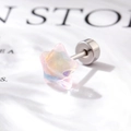 Dreamy translucent iridescent star stud earring with flat back surgical steel screw - Titanium Steel + Resin / Dreamy Light Pink (Single Piece) / Iridescent Light Pink