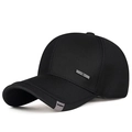 Klassische schwarze Business-Baseballkappe mit Metall-Logo und Webetikett-Detail - Verstellbar / Schwarz