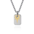 Collana da uomo in acciaio al titanio con ciondolo esagonale argento e dettaglio stella oro - Ciondolo Stella Oro (Catena non inclusa)