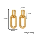 Gold plated stainless steel earrings with smooth hoop and ribbed oval textured pendant - Double Ring Nested Threaded Earrings
