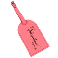 Pink PU leather luggage tag with 'the Adventure begins' print and metallic buckle - Fluorescent Pink