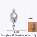 Magic wand alloy pendant with mocha green stone and white pearl for DIY jewelry - Magic Wand / Mocha Green Magic Wand