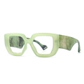 Occhiali quadrati verde chiaro traslucidi con stanghette effetto marmo verde scuro - Verde