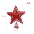 Puntale natalizio a stella rossa glitterata in metallo traforato misure 200x230mm - Rosso
