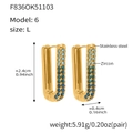 U-shaped stainless steel earrings with gradient blue zircon in 18k gold plating - Large / Blue