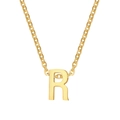 Minimalist golden titanium steel letter R pendant necklace with polished finish - Letter R / Gold