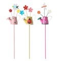 Tre paletti da giardino in metallo con fiori colorati, coccinelle e libellule decorative - Set di 3 Annaffiatoi Mix