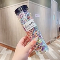 Colorful elastic hair ties for girls in a clear cylinder container with a black lid - Girl Color Canned (300Pcs)