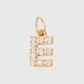 Golden stainless steel letter E pendant with pavé set zircon crystals for jewelry DIY - Letter E - Gold