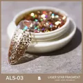 Irregular laser star nail sequins in gold and iridescent finish in a jar - Magic Color Laser Fragments (ALS-03)