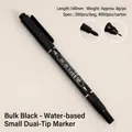 Pennarello nero a doppia punta impermeabile per disegno e contorni con dettaglio - A base d'acqua Hongcheng (Sfuso) / Nero