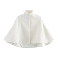 Elegante mantella in tweed bianco da donna con collo alto e trama in tessuto strutturato - S / Bianco