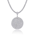 Silver S925 sterling silver hip-hop lightning bolt pendant with tennis chain necklace - Round Lightning Pendant
