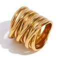 Minimalist multi-layer wrap ring in 18K gold plated stainless steel for women - US 6 / Gold