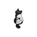 Dark black cat enamel pin with white skull detail, gothic metal accessory for clothing - Skull Cat Silhouette Style (XZ5986)
