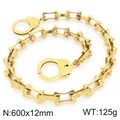 Titanium steel 18K gold plated necklace with unique handcuff link design and polished finish - 60cm Gold Necklace (KN296732-Z)