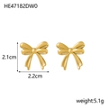 Detail view of gold bow knot earrings with measurements 2.2cm width and 2.1cm height - HE47182DW0 Gold Twist Knot