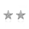 Star-shaped 925 silver needle stud earrings with micro-pave cubic zirconia stones - Silver