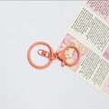Coral orange lobster clasp keychain with round ring in matte lacquered metal finish - Light Orange