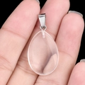 Translucent white crystal teardrop pendant with silver bail for DIY jewelry crafting - White Crystal (Man-made) (1pc)